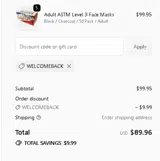 WELCOMEBACK coupon verification screenshot