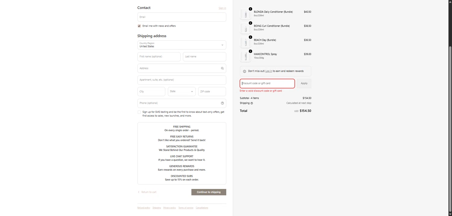 Unite Hair Care coupon code screenshot showing code Destiny20 applied at Unite Hair Care checkout page. Uploaded by SimplyCodes community member SavvyCollector7681 on Feb 14, 2026