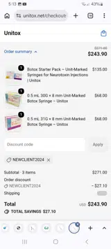 Unitox coupon verification screenshot