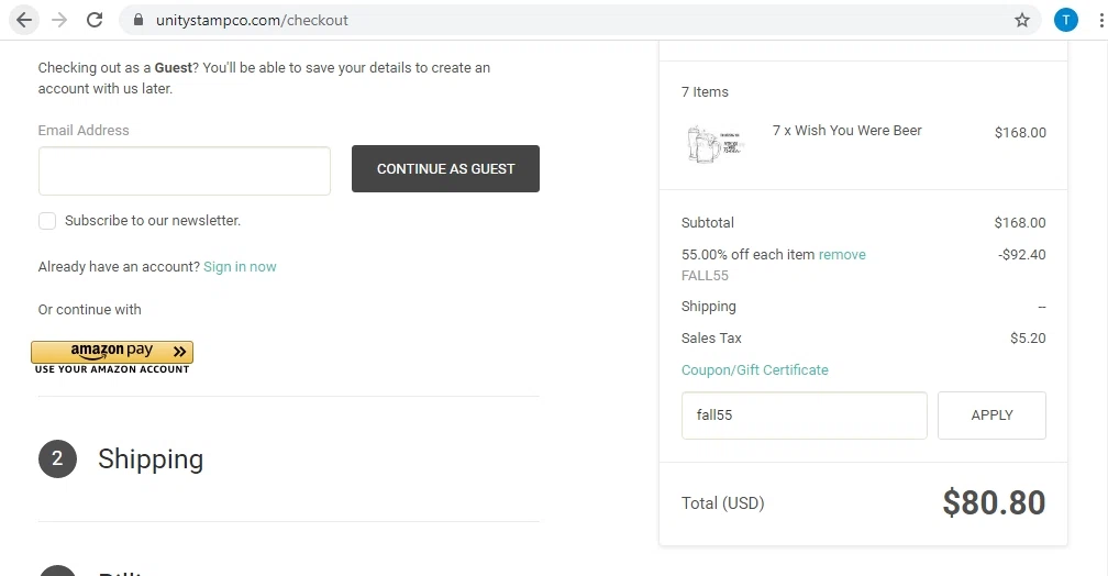 how to use Unity Stamps coupons