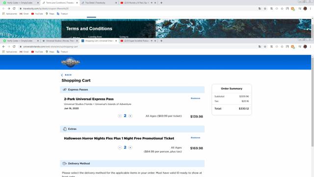 Universal Studios checkout page showing Universal Studios promo code box | Screenshot taken by SimplyCodes community member on Jun 4, 2020