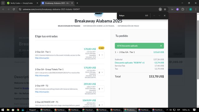 Universe checkout page showing Universe promo code box | Screenshot taken by SimplyCodes community member on Jul 29, 2025