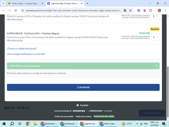 Universe checkout page showing Universe promo code box | Screenshot taken by SimplyCodes community member on Sep 2, 2025