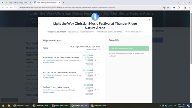 Universe checkout page showing Universe promo code box | Screenshot taken by SimplyCodes community member on Aug 12, 2025