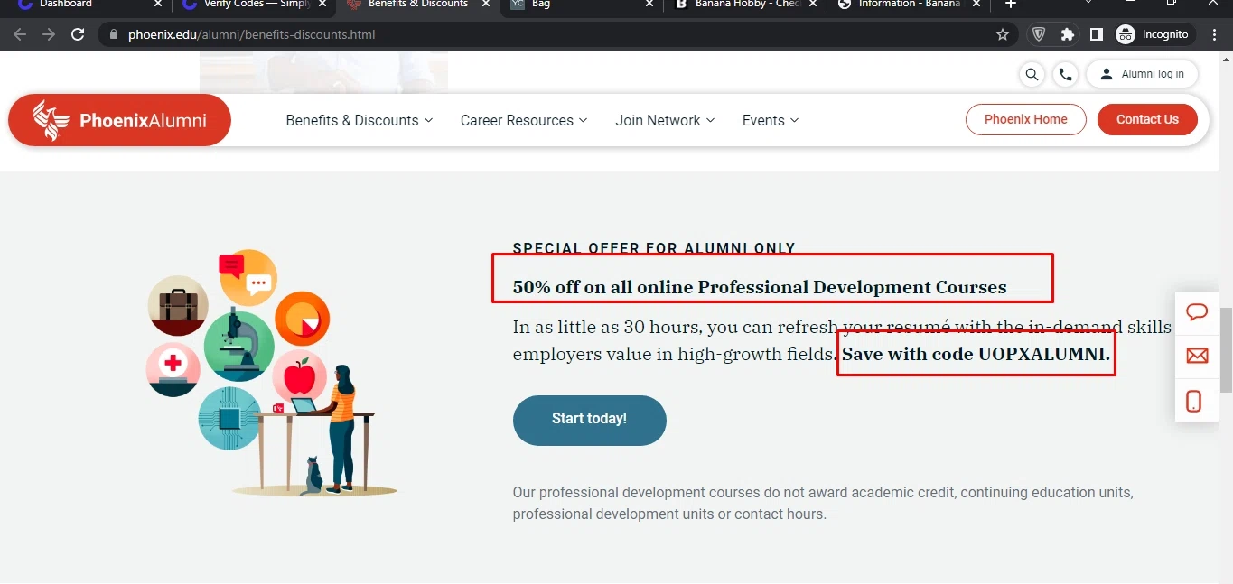 University of Phoenix checkout page showing University of Phoenix promo code box | Screenshot taken by SimplyCodes community member on Feb 21, 2023