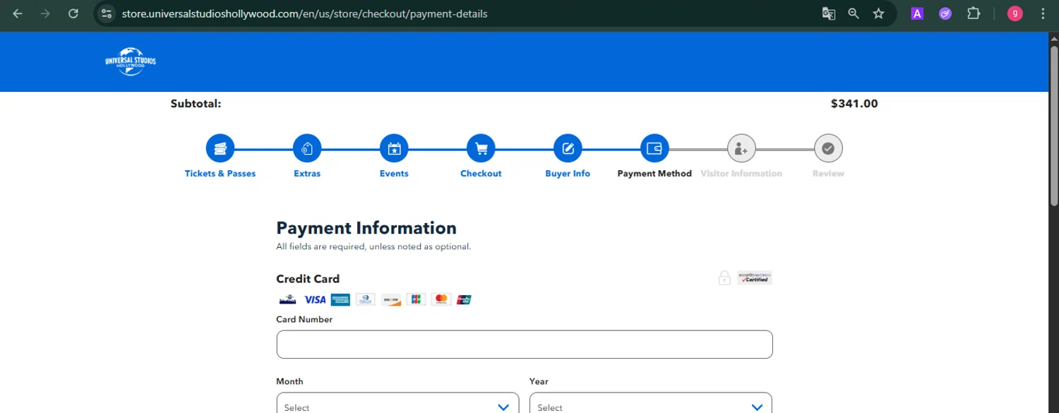 Universal Studios Hollywood promo code screenshot showing code HHN20 applied at Universal Studios Hollywood checkout page. Uploaded by SimplyCodes community member MoneyFalcon481 on Aug 4, 2025