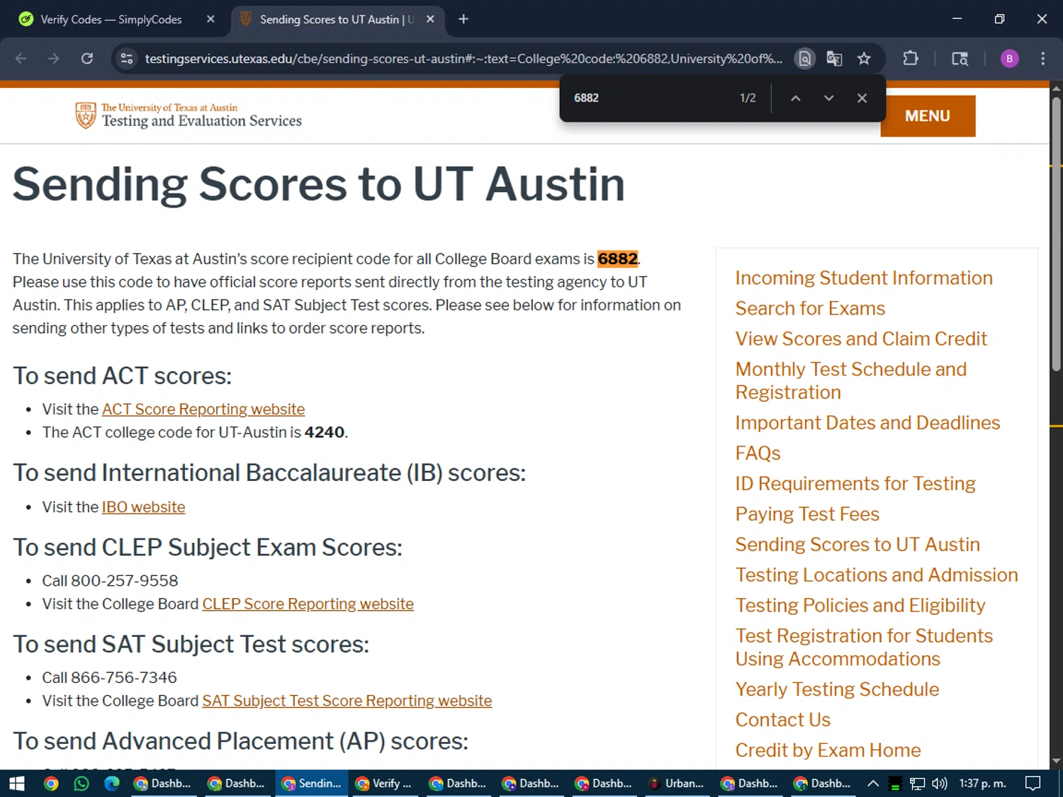 University of Texas at Austin promo code screenshot showing code 6882 applied at University of Texas at Austin checkout page. Uploaded by SimplyCodes community member travisscott on Aug 1, 2025