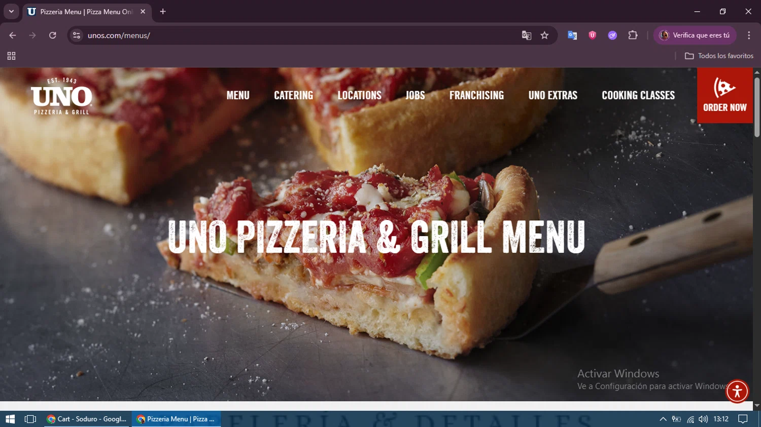 UNO Pizzeria & Grill checkout page showing UNO Pizzeria & Grill promo code box | Screenshot taken by SimplyCodes community member on Jun 25, 2025