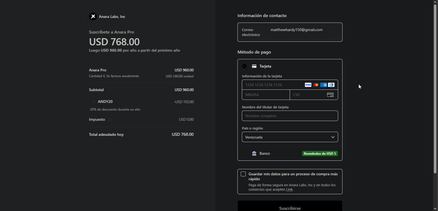 Unriddle promo code screenshot showing code ANDY20 applied at Unriddle checkout page. Uploaded by SimplyCodes community member TreasureMaestro5413 on Nov 25, 2025