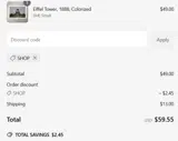 SHOP coupon verification screenshot