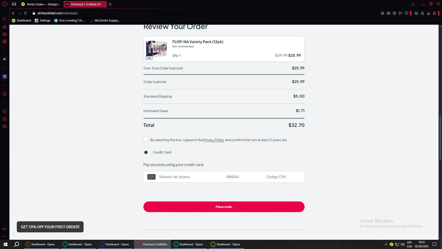 Untitled Art promo code screenshot showing code FATBREWSDAY15 applied at Untitled Art checkout page. Uploaded by SimplyCodes community member BANKAI on Apr 2, 2025