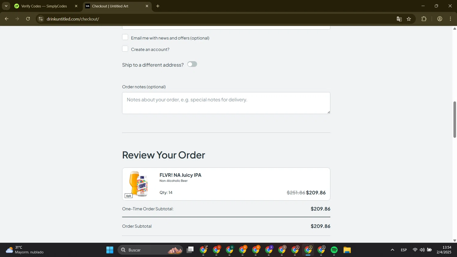 Untitled Art promo code screenshot showing code FATBREWSDAY15 applied at Untitled Art checkout page. Uploaded by SimplyCodes community member DanielR24 on Apr 2, 2025