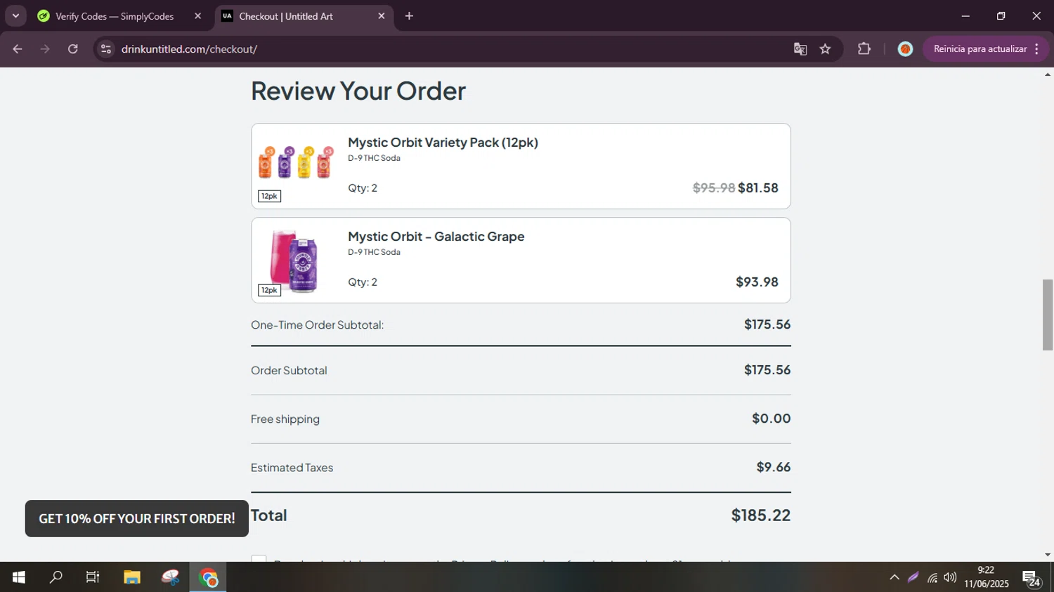 Untitled Art promo code screenshot showing code ELEVATE420 applied at Untitled Art checkout page. Uploaded by SimplyCodes community member Mr_fran on Jun 11, 2025