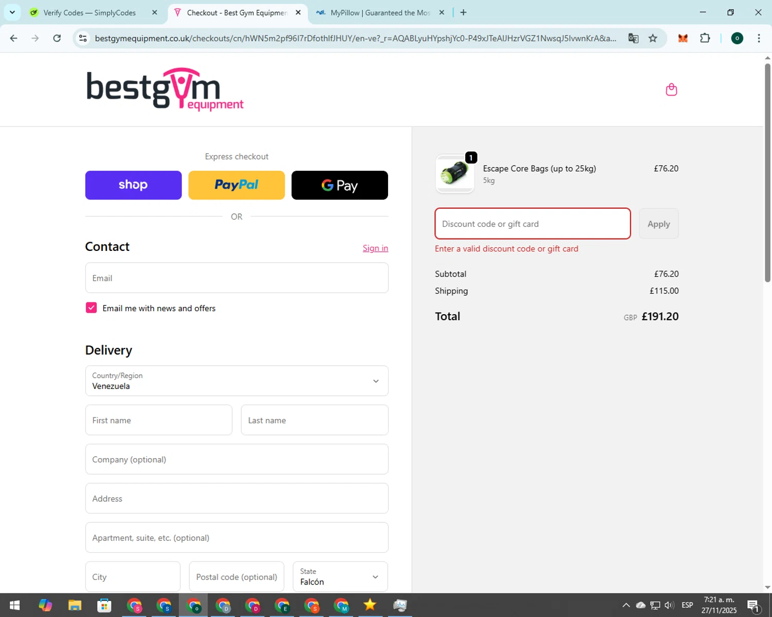 Unusual Whales discount code screenshot showing code ASANDFORDX applied at Unusual Whales checkout page. Uploaded by SimplyCodes community member 00000007 on Nov 27, 2025