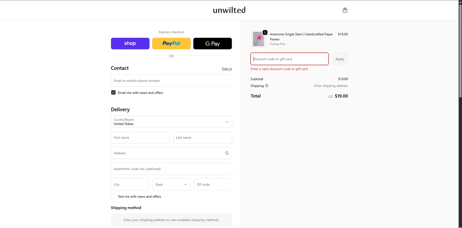Unwilted promo code screenshot showing code BFCM2025 applied at Unwilted checkout page. Uploaded by SimplyCodes community member ValueGenius9720 on Dec 7, 2025
