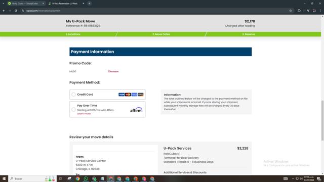 Upack checkout page showing Upack promo code box | Screenshot taken by SimplyCodes community member on Nov 7, 2024