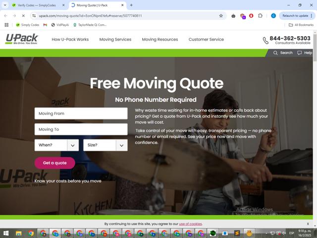Upack checkout page showing Upack promo code box | Screenshot taken by SimplyCodes community member on Feb 17, 2025