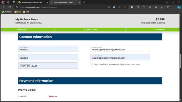 Upack checkout page showing Upack promo code box | Screenshot taken by SimplyCodes community member on Aug 29, 2024