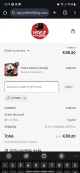 UPJING coupon verification screenshot