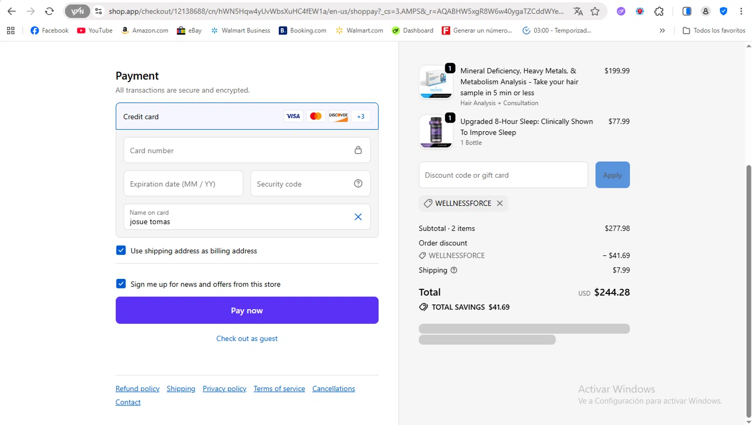 Upgraded Formulas discount code screenshot showing code WELLNESSFORCE applied at Upgraded Formulas checkout page. Uploaded by SimplyCodes community member FrancyB on Nov 14, 2025