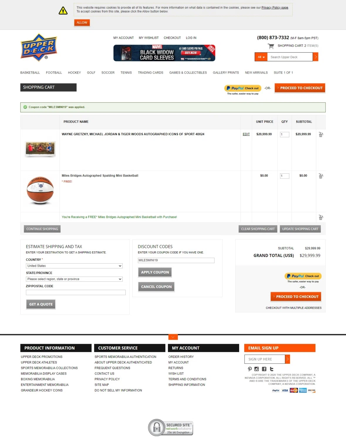 where to use Upper Deck promo code box