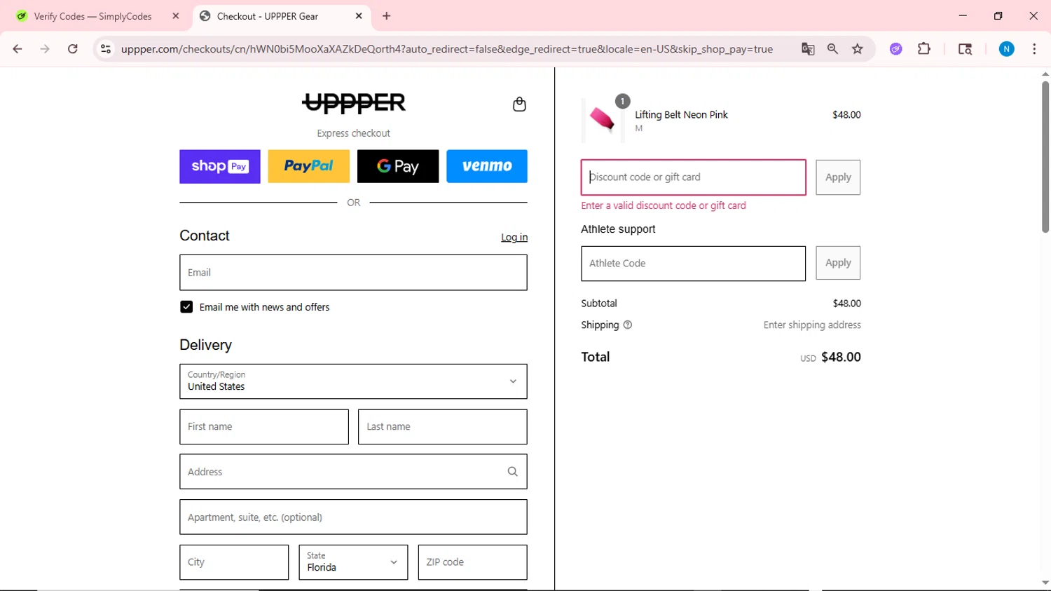Uppper discount code screenshot showing code USA applied at Uppper checkout page. Uploaded by SimplyCodes community member QuestOwl6398 on Jul 14, 2025