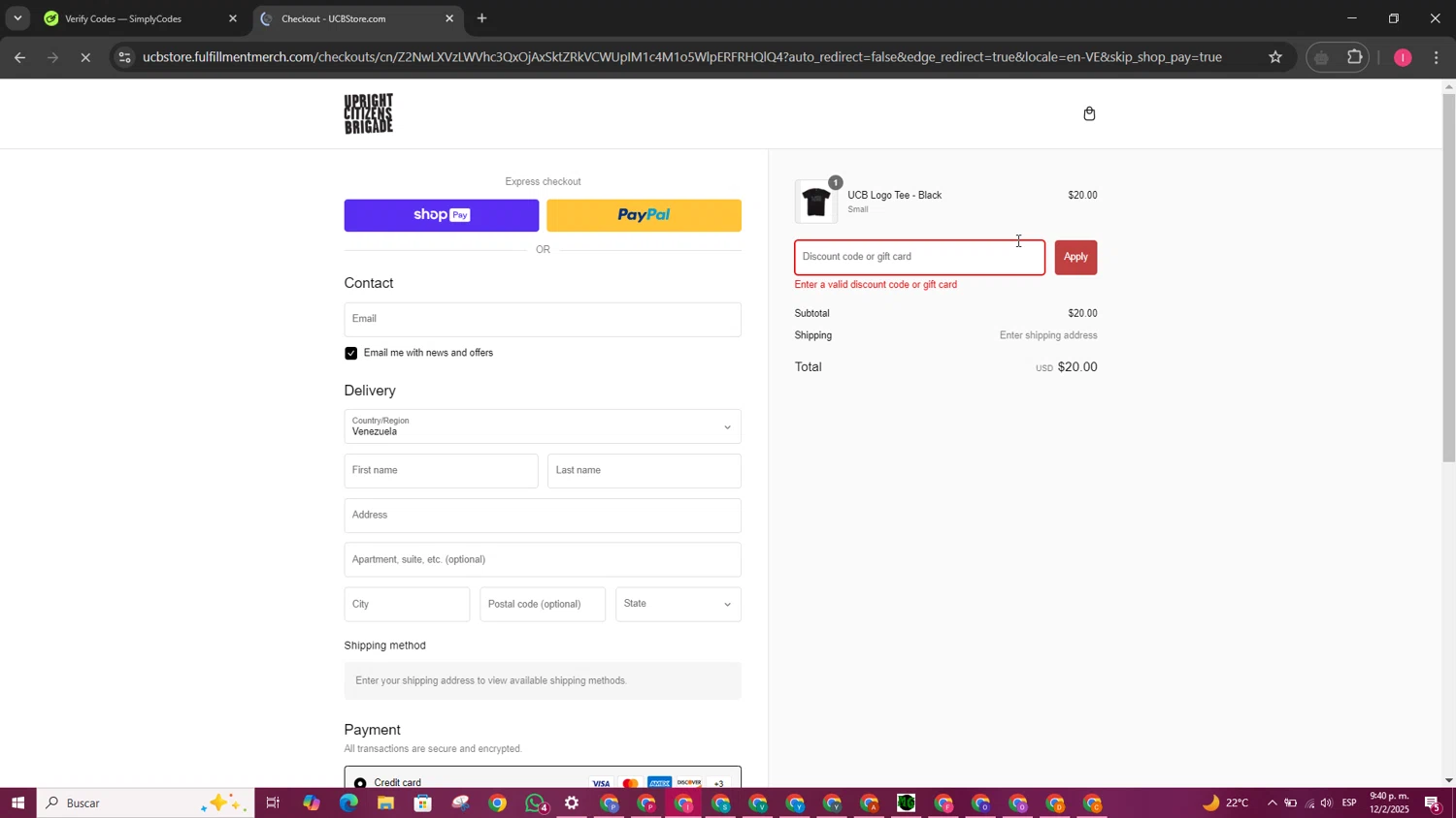 Upright Citizens Brigade promo code screenshot showing code Sentimental5 applied at Upright Citizens Brigade checkout page. Uploaded by SimplyCodes community member SmartAce4137 on Feb 13, 2025