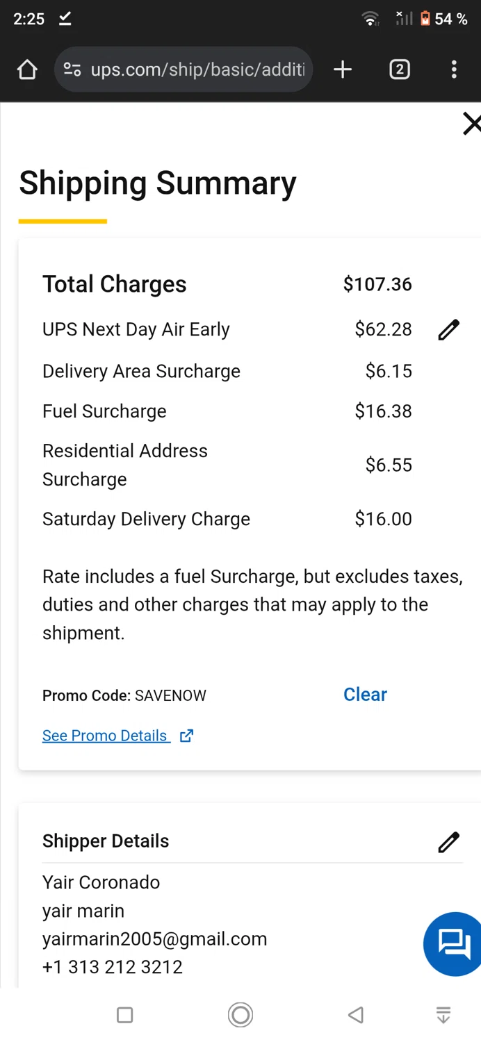 UPS promo code screenshot showing code SAVENOW applied at UPS checkout page. Uploaded by SimplyCodes community member MundoYT2004 on Feb 14, 2025