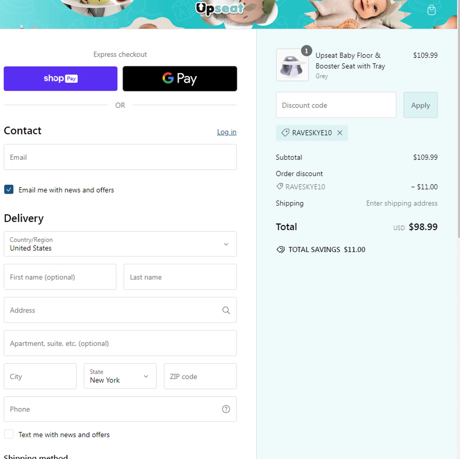 where to use eHopper promo code box