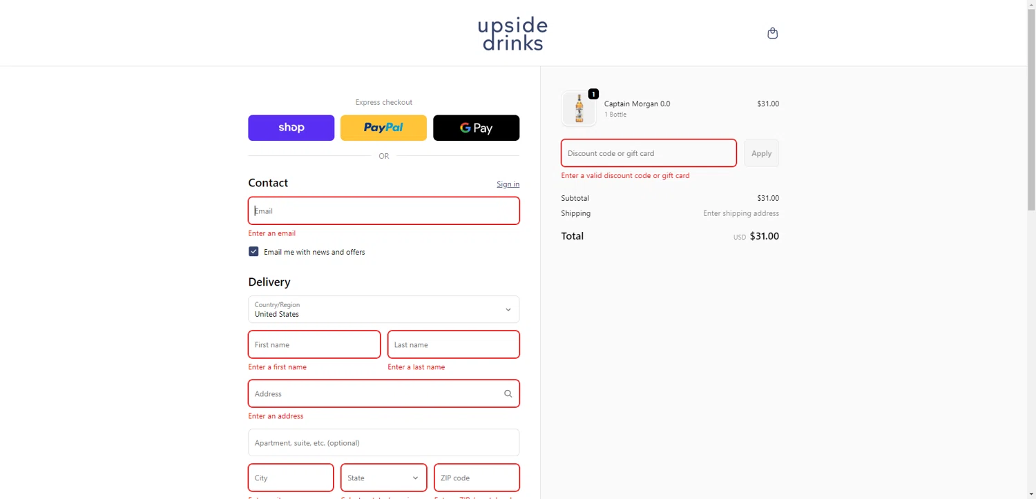 Upside Drinks promo code screenshot showing code NEWUPSIDER applied at Upside Drinks checkout page. Uploaded by SimplyCodes community member CrownTiger6508 on Dec 28, 2025