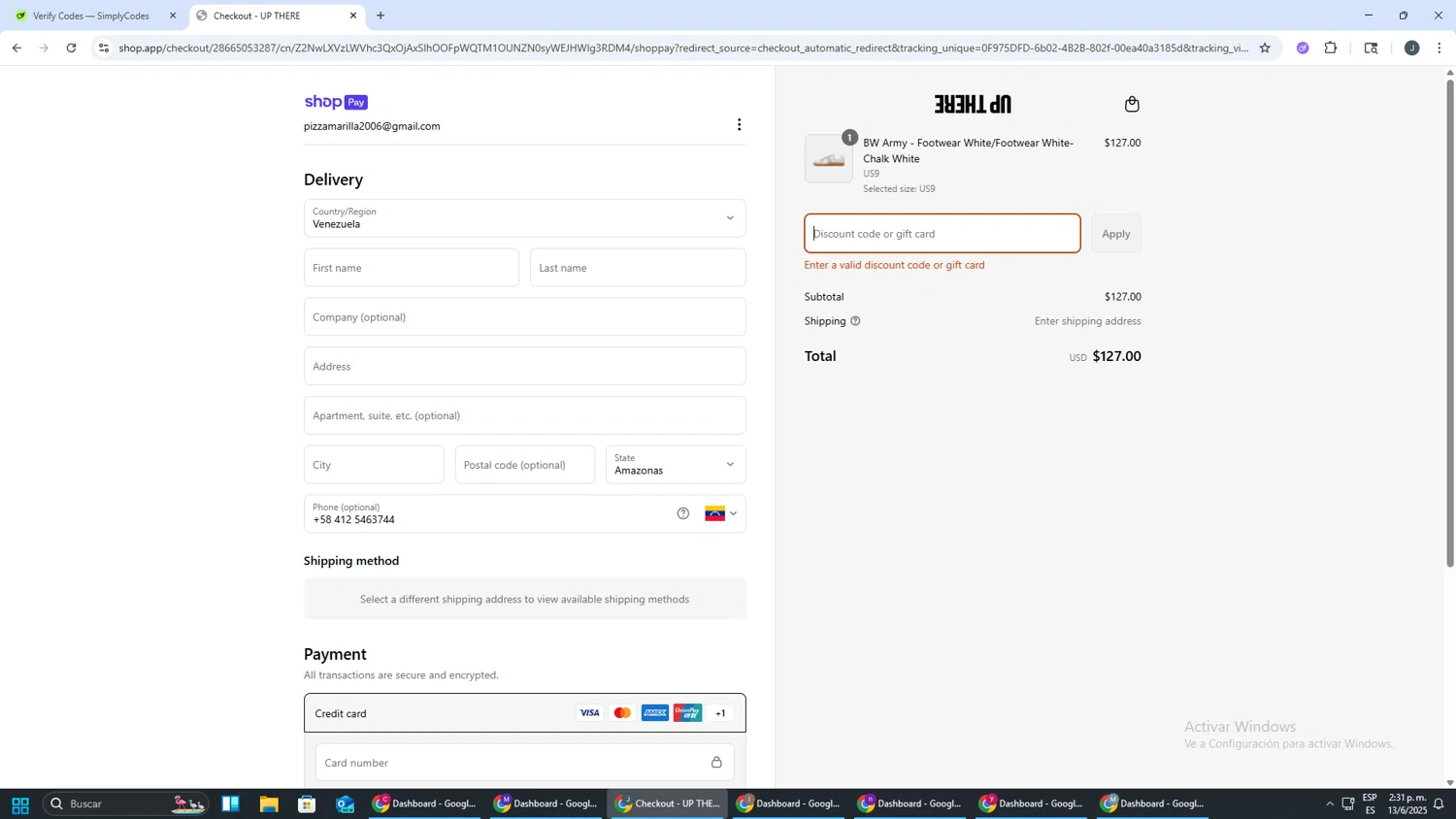 Up There Store discount code screenshot showing code THANKYOU10 applied at Up There Store checkout page. Uploaded by SimplyCodes community member AVATIGRITO on Jun 13, 2025