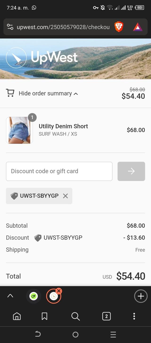 Upwest checkout page showing Upwest coupon code box | Screenshot taken by SimplyCodes community member on May 28, 2024
