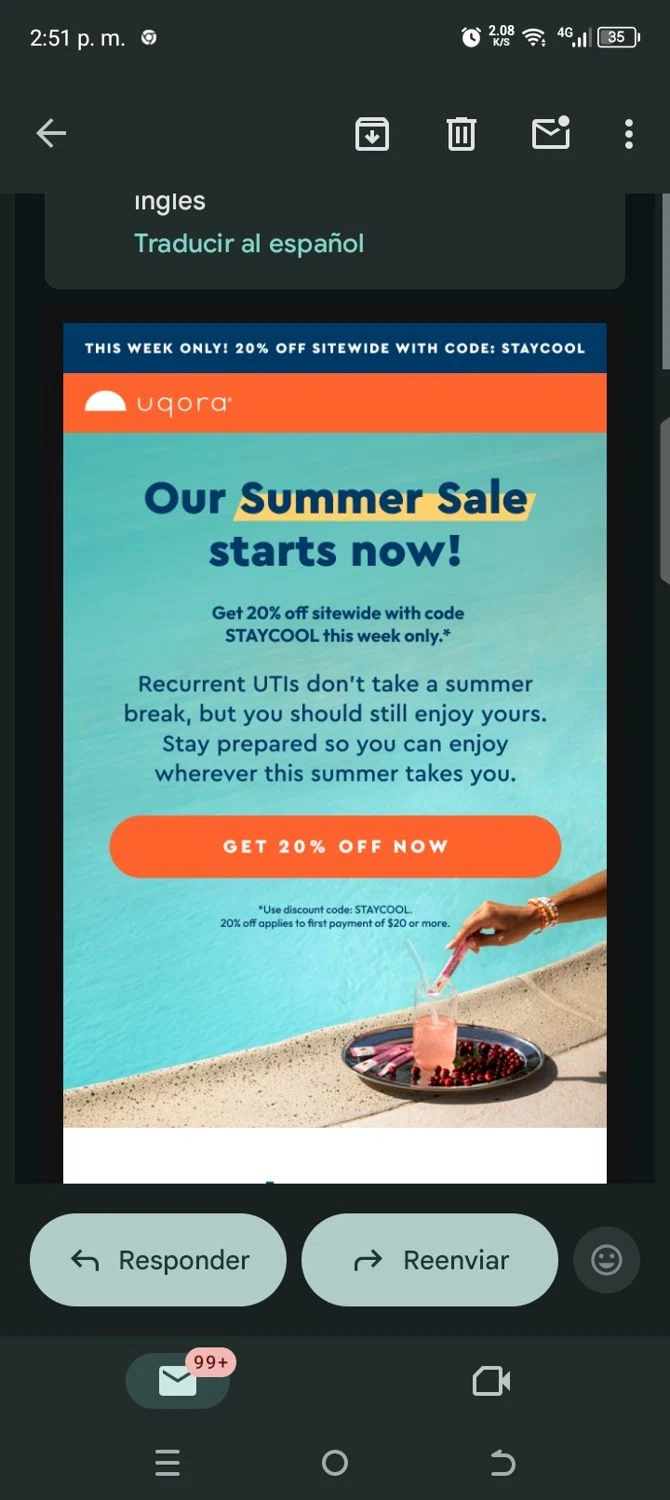 Uqora promo code screenshot showing code Staycool applied at Uqora checkout page. Uploaded by SimplyCodes community member kellymoreno on Jun 22, 2026