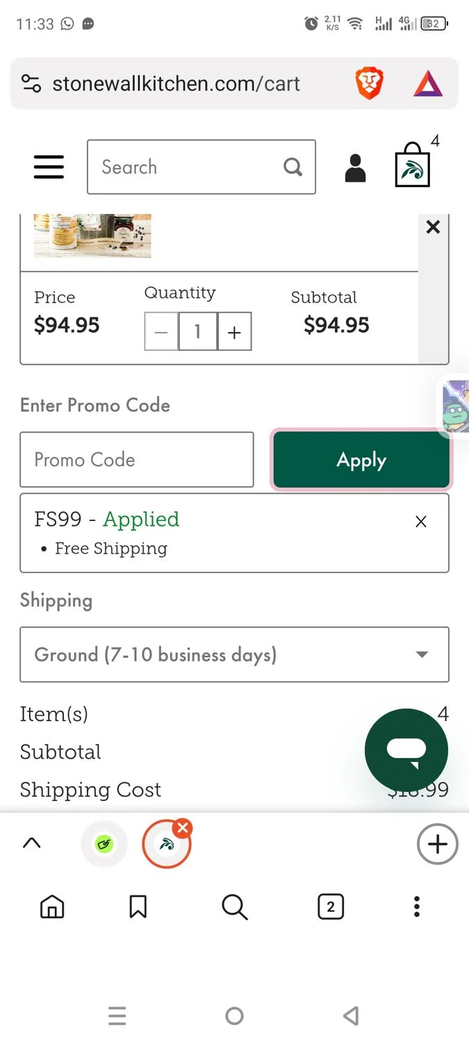 Urban Accents promo code screenshot showing code FS99 applied at Urban Accents checkout page. Uploaded by SimplyCodes community member dayselis15 on Aug 25, 2025