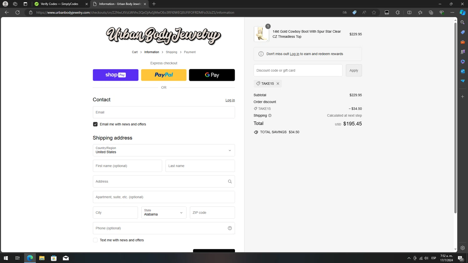 Urban Body Jewelry Promo Codes 20 Off July 2024