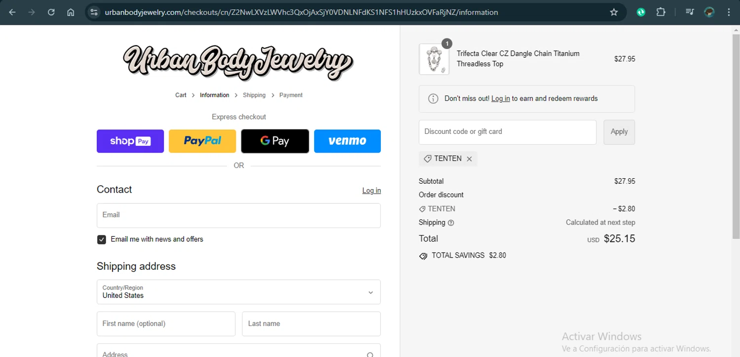 Urban Body Jewelry Coupons 20 Off September 2024