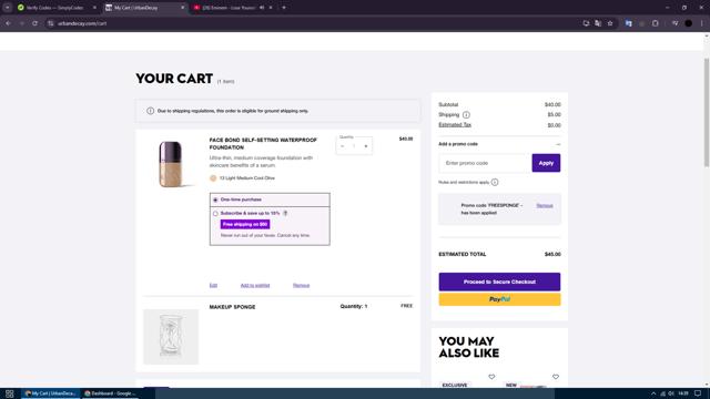 Urban Decay checkout page showing Urban Decay coupon code box | Screenshot taken by SimplyCodes community member on Nov 3, 2024