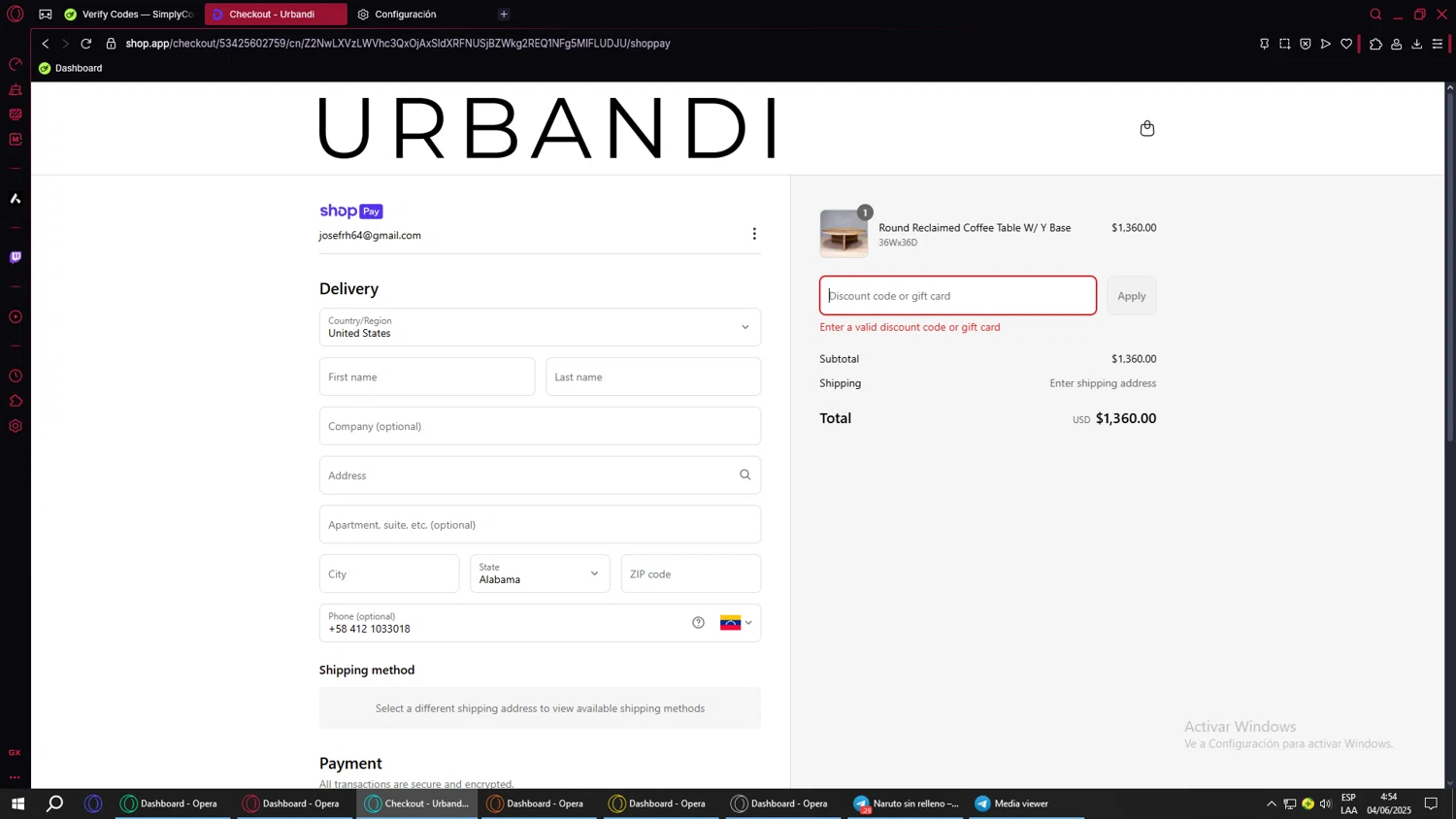 Urbandi discount code screenshot showing code ARSI20 applied at Urbandi checkout page. Uploaded by SimplyCodes community member SwiftVoyager5067 on Jun 4, 2025