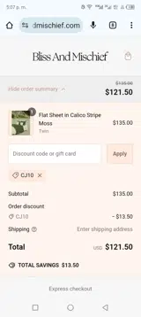 Urban Farm Collection coupon verification screenshot
