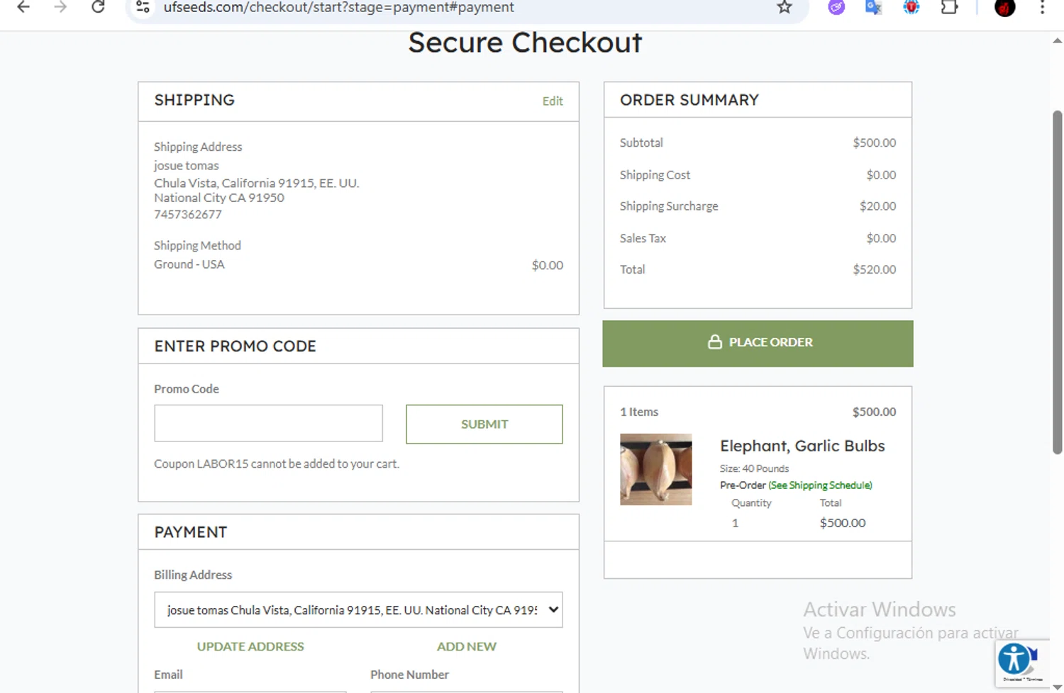 Urban Farmer promo code screenshot showing code LABOR15 applied at Urban Farmer checkout page. Uploaded by SimplyCodes community member Francisco01 on Sep 15, 2025
