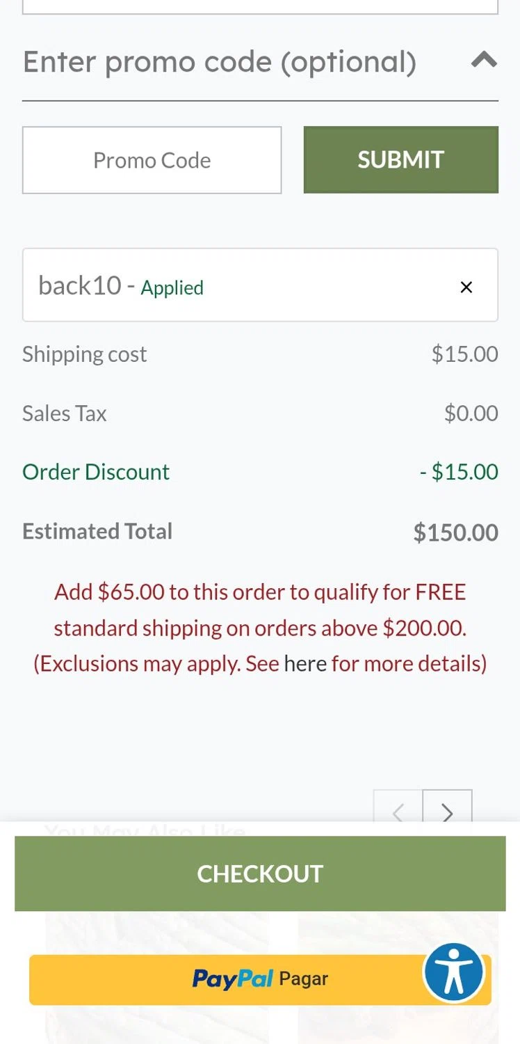 Urban Farmer promo code screenshot showing code BACK10 applied at Urban Farmer checkout page. Uploaded by SimplyCodes community member Kikaaa on May 7, 2025