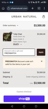 FREESWATCH coupon verification screenshot