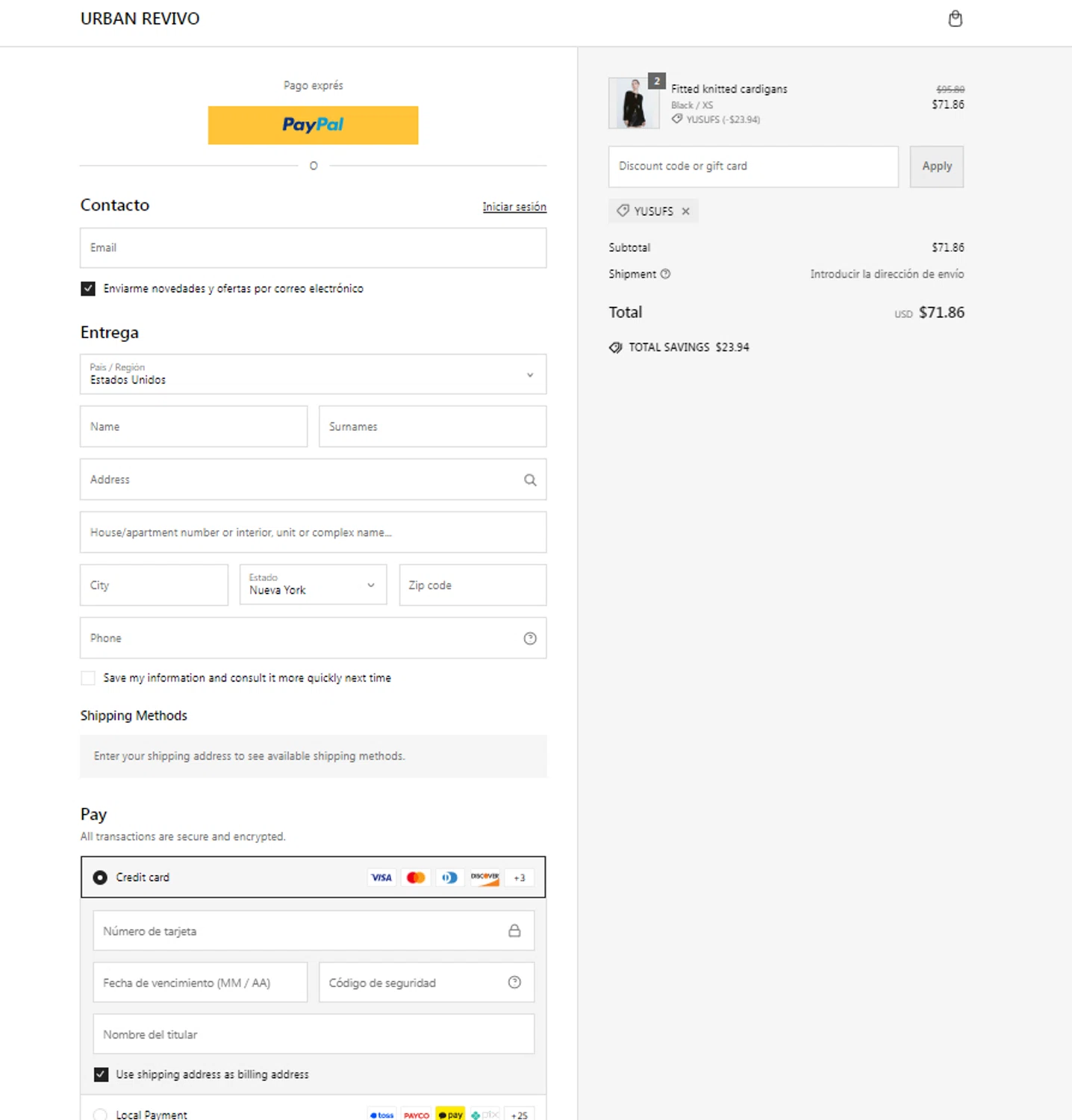where to use Urban Revivo promo code box