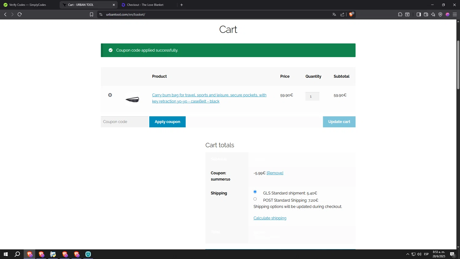 Urbantool checkout page showing Urbantool promo code box | Screenshot taken by SimplyCodes community member on Jun 28, 2025