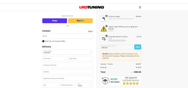 UroTuning checkout page showing UroTuning discount code box | Screenshot taken by SimplyCodes community member on Sep 13, 2025
