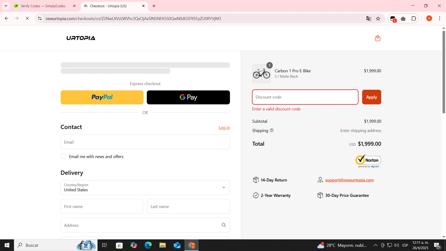 Urtopia discount code screenshot showing code EGGSTRAGEAR applied at Urtopia checkout page. Uploaded by SimplyCodes community member FrugalSentinel6206 on Apr 26, 2025