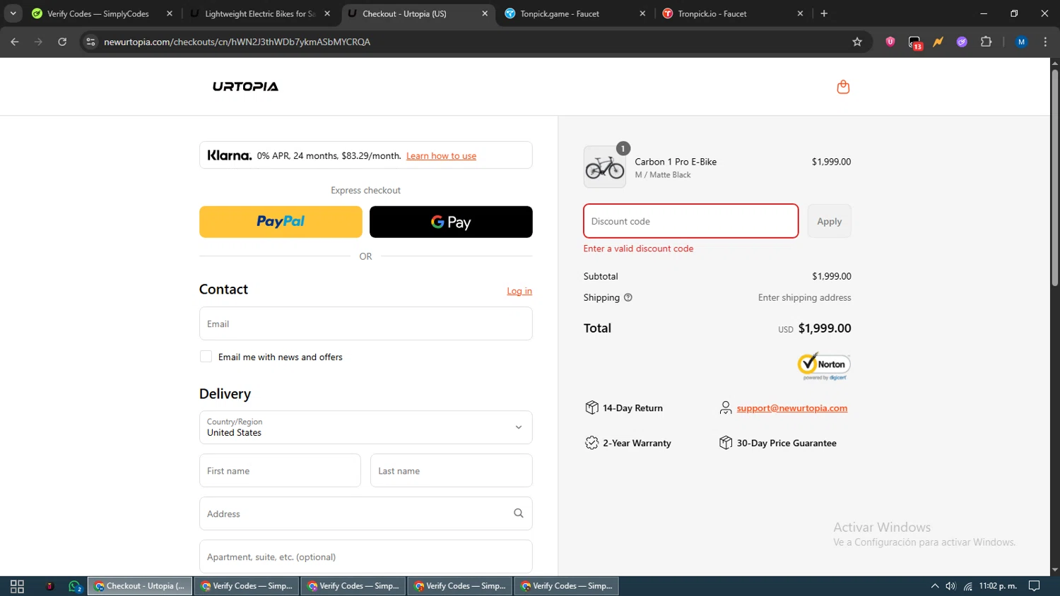 Urtopia discount code screenshot showing code UTP4 applied at Urtopia checkout page. Uploaded by SimplyCodes community member EpicVoyager2820 on Aug 28, 2025