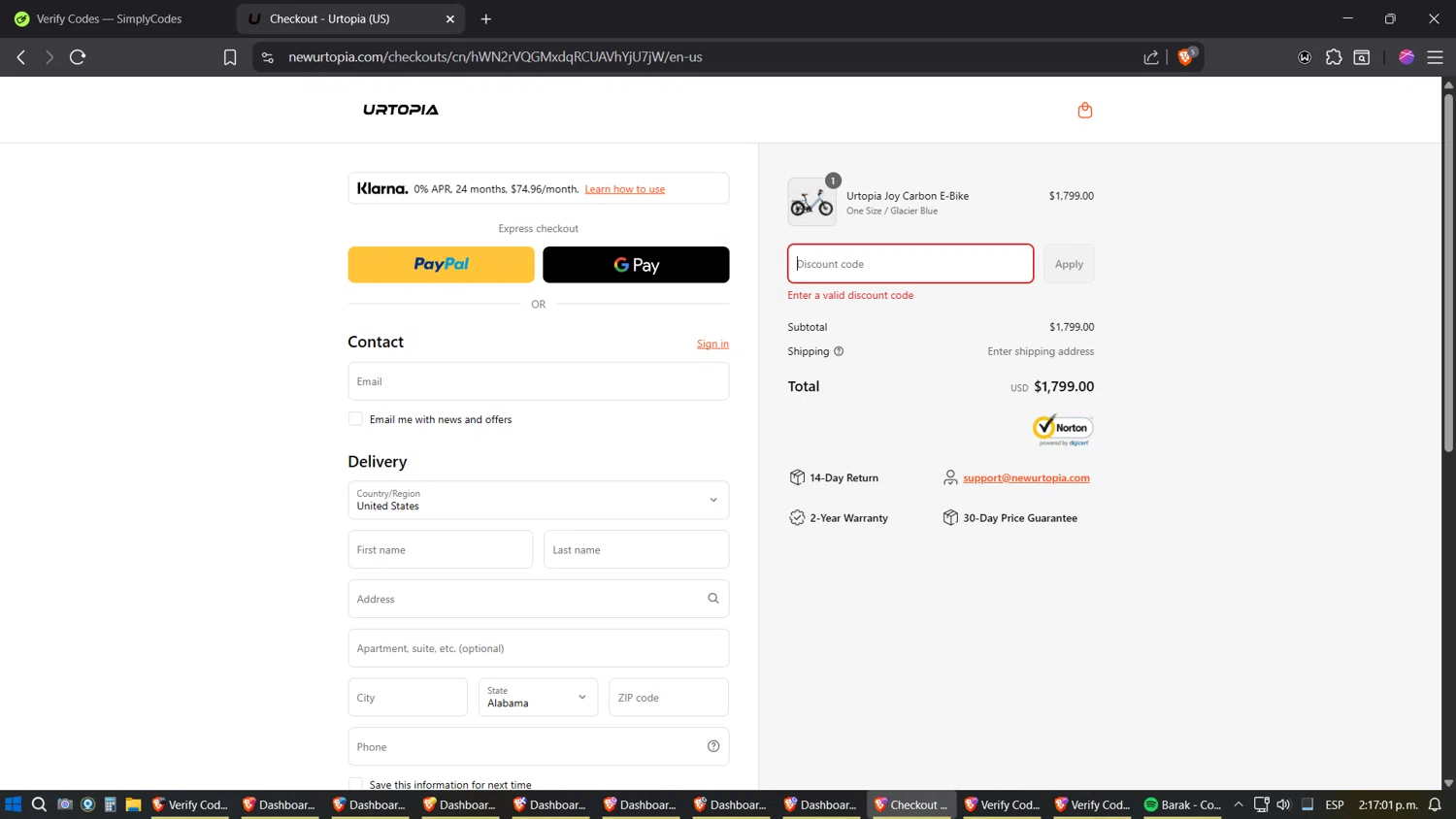 Urtopia discount code screenshot showing code UTP5 applied at Urtopia checkout page. Uploaded by SimplyCodes community member TreasureExpert3303 on Sep 11, 2025