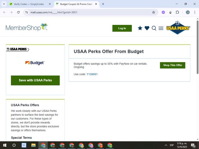 USAA checkout page showing USAA promo code box | Screenshot taken by SimplyCodes community member on Sep 12, 2025