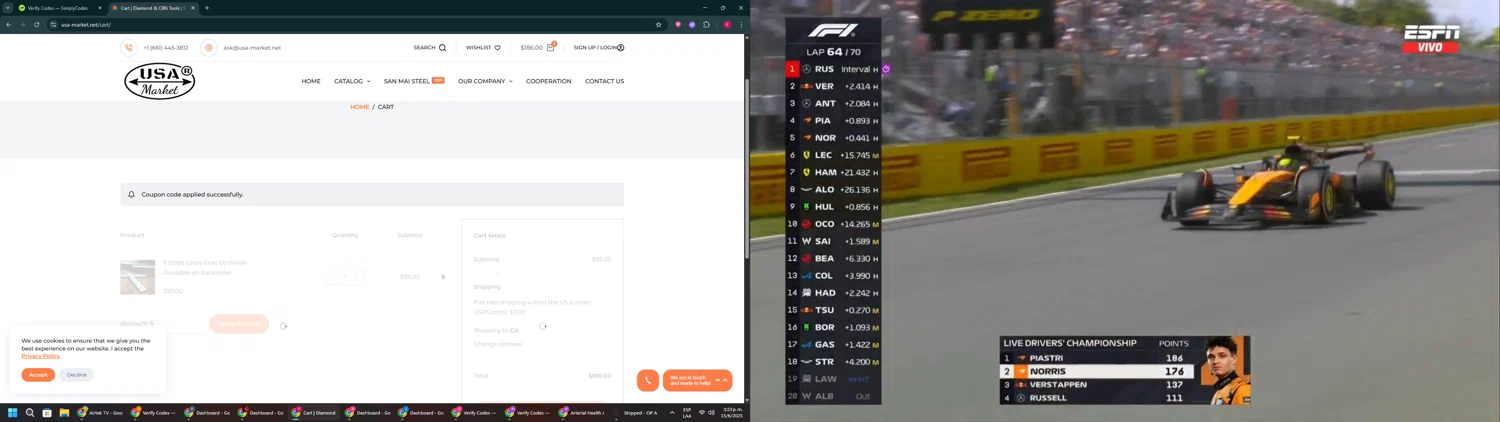 USA-Market promo code screenshot showing code discount-5 applied at USA-Market checkout page. Uploaded by SimplyCodes community member ExtraordinaryVirtuoso281 on Jun 15, 2025
